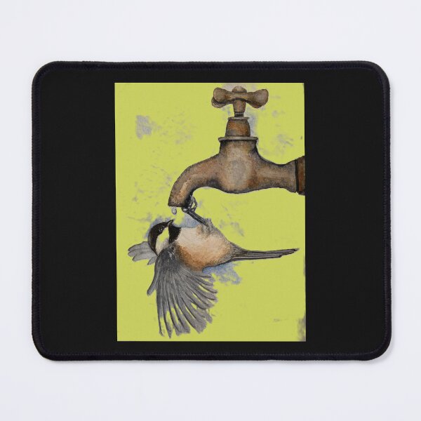 Item preview, Watercolor painting of chickadee getting a drink! designed and sold by BirdsandMoreArt.