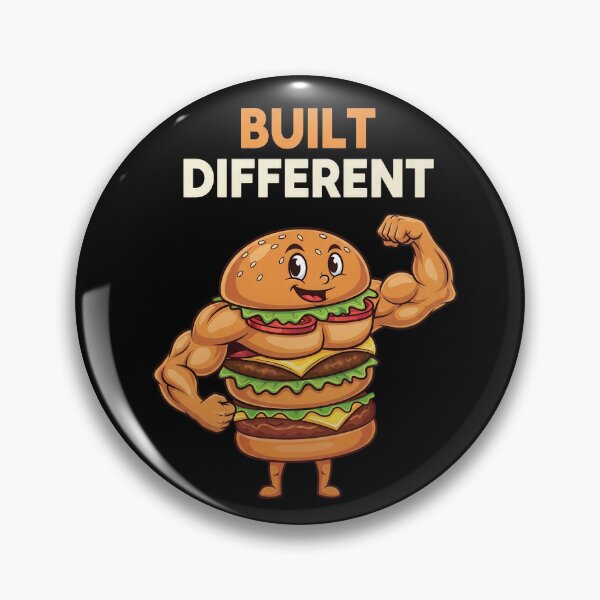 Item preview, Built Different Funny Burger Muscle Retro Cartoon Graphic designed and sold by DigitalArtx-com.