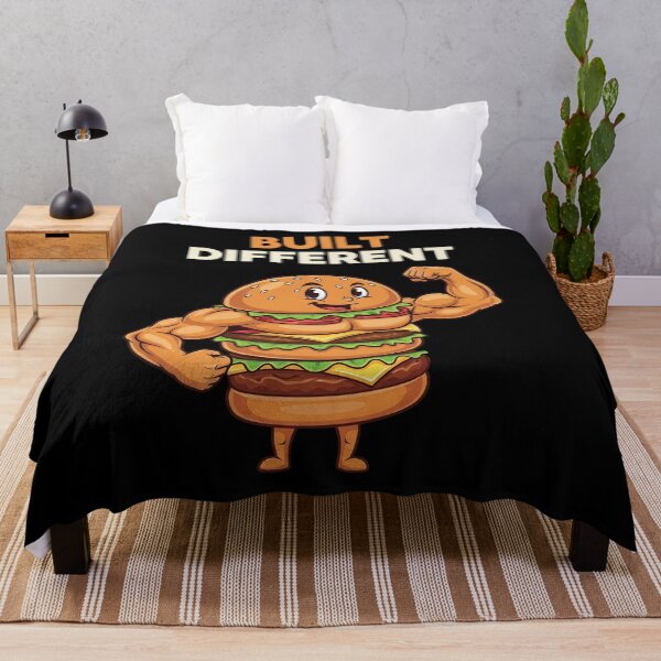 Item preview, Built Different Funny Burger Muscle Retro Cartoon Graphic designed and sold by DigitalArtx-com.