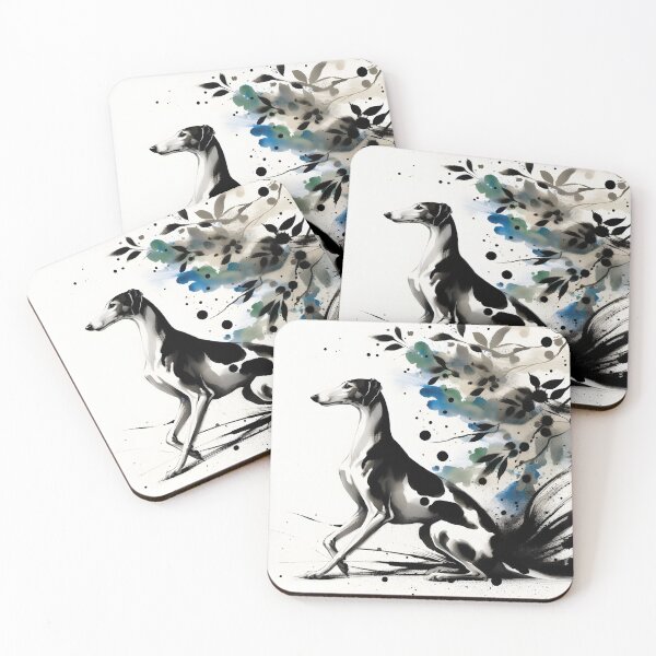 Item preview, GALAGO - Ukiyo-e Suibokuga Greyhounds - Ink Blossom designed and sold by GALOGO – Art for Sighthounds & Animal Welfare.
