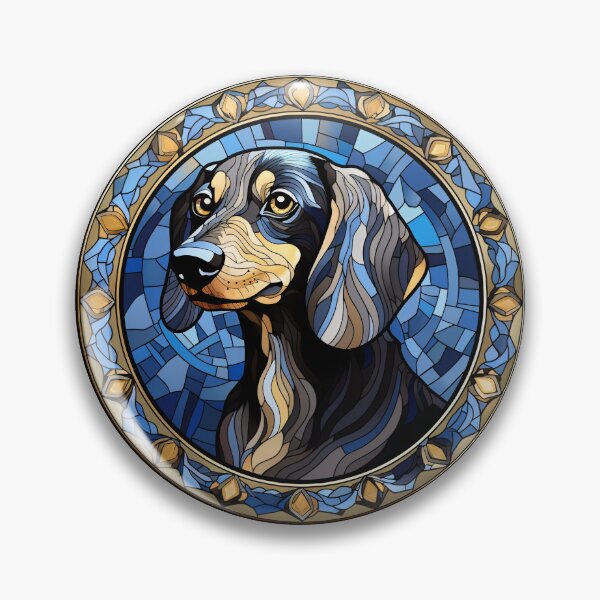 Item preview, Blue and Cream Dachshund Dog Stained Glass Leadlight Artistic Design Mom Dad designed and sold by rafaeltto.