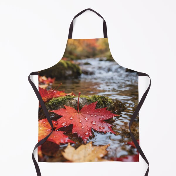 Item preview, Vibrant Autumn Maple Leaves by Flowing Stream - Fall Foliage Nature Photography Art designed and sold by Dezinix.