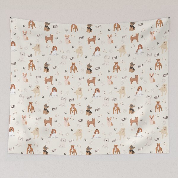 Item preview, Minimalist Flat Design All Dog Breeds Cream Pattern designed and sold by svitlaarty.