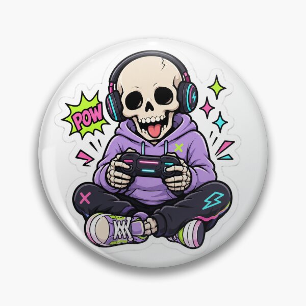 Item preview, Cute Gamer Skeleton Sticker with Headphones Playing Video Games designed and sold by naruto4925.