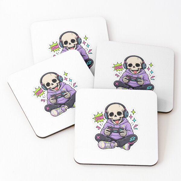 Item preview, Cute Gamer Skeleton Sticker with Headphones Playing Video Games designed and sold by naruto4925.