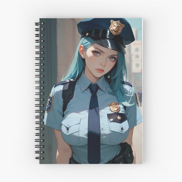 Item preview, Cool Blue Hair Female Police Officer - Anime Style Art designed and sold by kenvel.