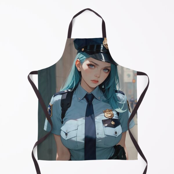 Item preview, Cool Blue Hair Female Police Officer - Anime Style Art designed and sold by kenvel.