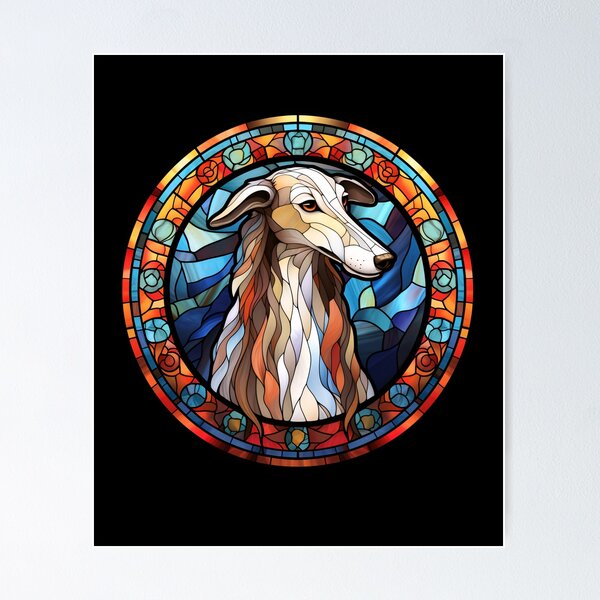 Item preview, Borzoi Dog Stained Glass Leadlight Artistic Design Mom Dad designed and sold by rafaeltto.