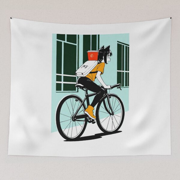 Item preview, Art - Bicycle Delivery Scene, Japanese Manga Aesthetic designed and sold by AnimeShin.