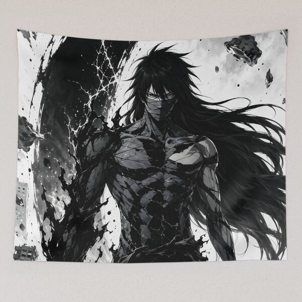 Item preview, Final Getsuga | Shadow Void Warrior – Dark Monochrome Anime Fantasy Art | Gothic Ink Style Illustration designed and sold by Dyan4.