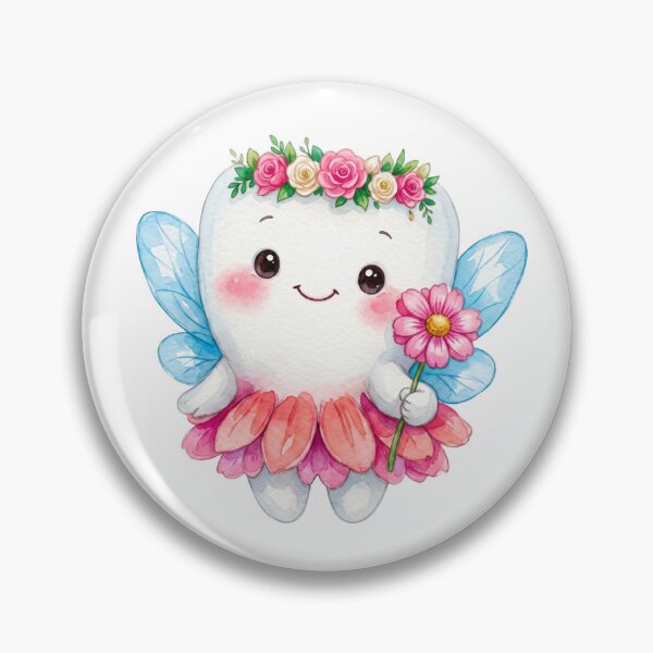 Item preview, Cute Tooth Fairy Holding a Flower | Watercolor Fairy Tooth designed and sold by Mommy-Smile.