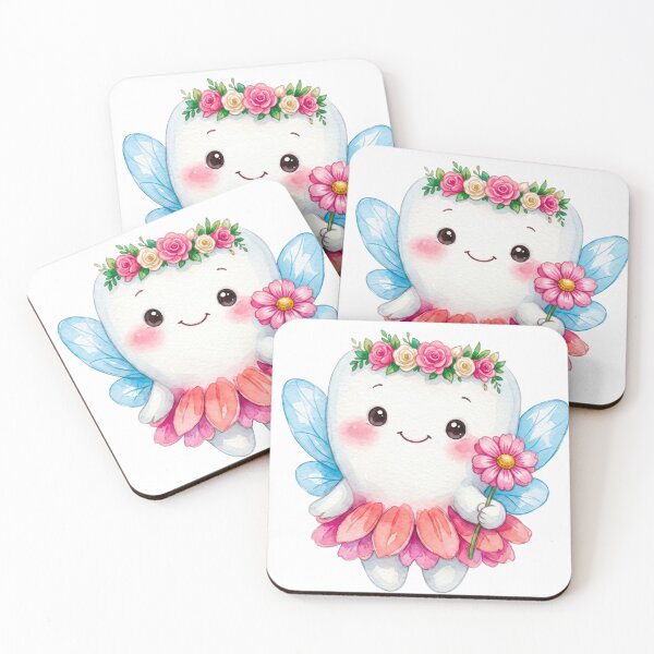 Item preview, Cute Tooth Fairy Holding a Flower | Watercolor Fairy Tooth designed and sold by Mommy-Smile.