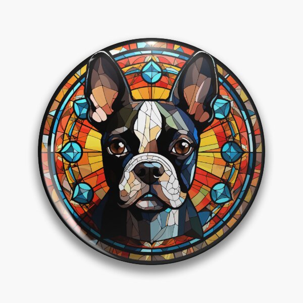 Item preview, Boston Terrier Dog Stained Glass Leadlight Artistic Design Mom Dad designed and sold by rafaeltto.