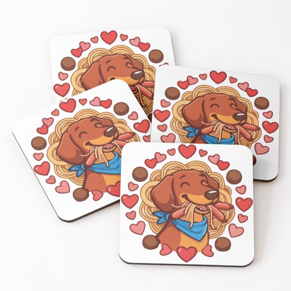 Item preview, Spaghetti Love: Adorable Wiener Dog with Pasta and Heart Wreath designed and sold by KMKDesignStudio.