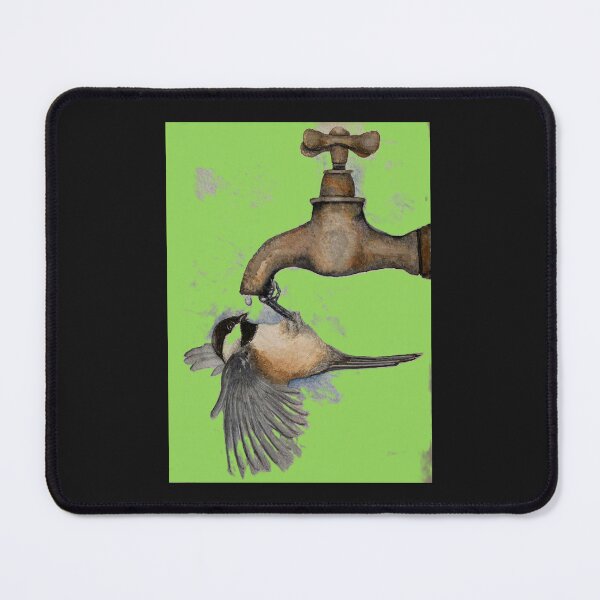 Item preview, Watercolor painting of chickadee getting a drink! designed and sold by BirdsandMoreArt.