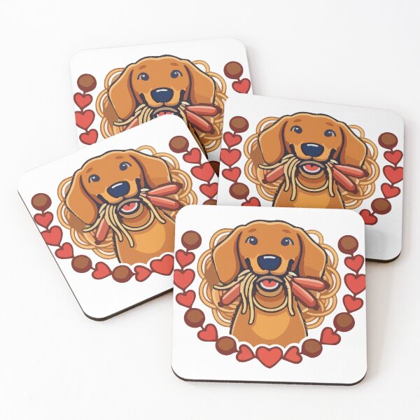 Item preview,  Pasta Pup Portrait: Cute Wiener Dog with Spaghetti and Hearts designed and sold by KMKDesignStudio.