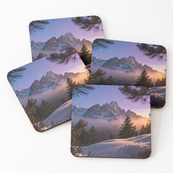 Item preview, Magical Winter Mountain Sunset with Sparkling Snow and Pine Trees designed and sold by Dezinix.