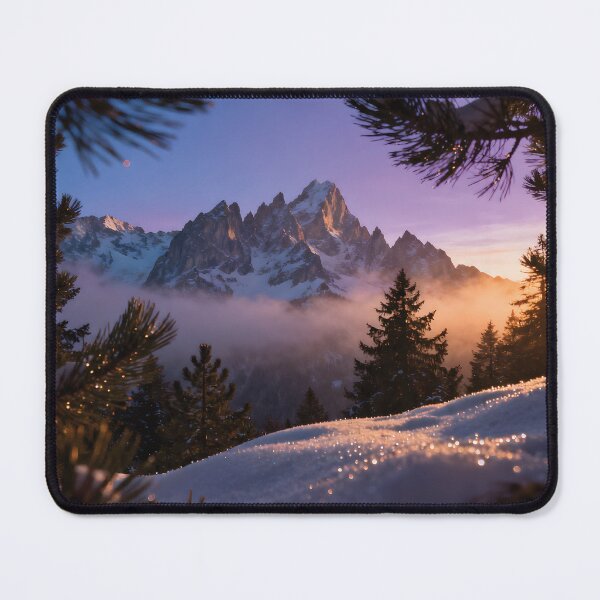 Item preview, Magical Winter Mountain Sunset with Sparkling Snow and Pine Trees designed and sold by Dezinix.