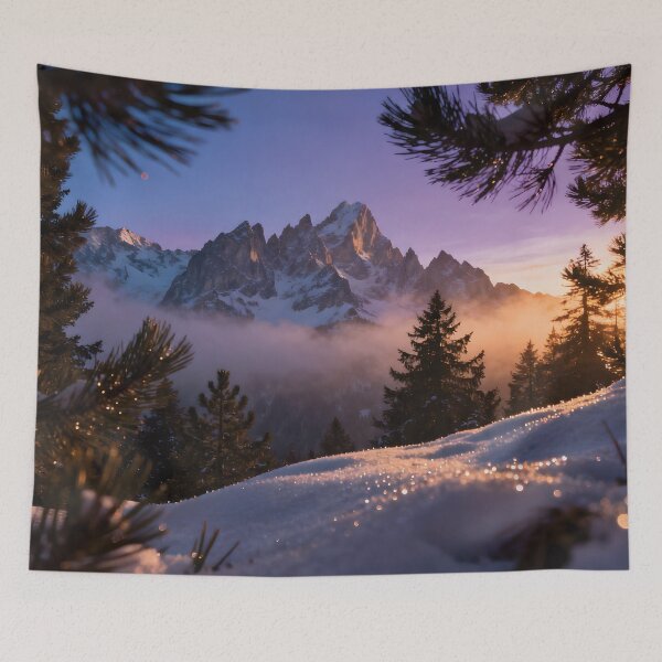 Item preview, Magical Winter Mountain Sunset with Sparkling Snow and Pine Trees designed and sold by Dezinix.