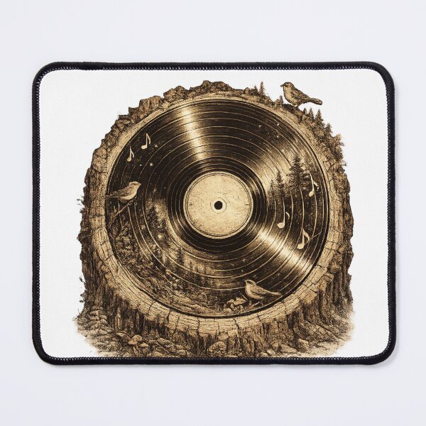 Item preview,  Tree Rings as Vinyl Record Grooves | Vintage Nature Music Illustration | Woodland Vinyl Art designed and sold by NatureHarmony16.