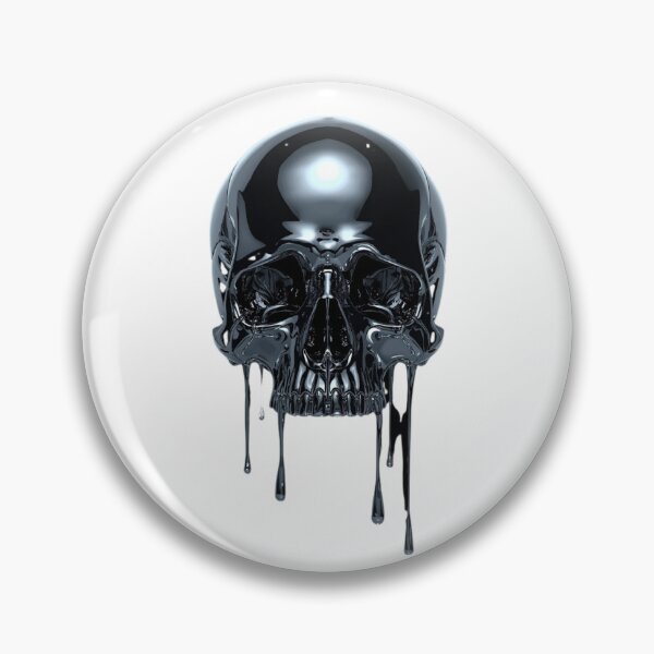 Item preview, Melting Liquid Chrome Skull - Dark Y2K Grunge Aesthetic designed and sold by BMAMED2001.