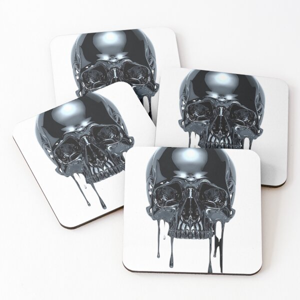 Item preview, Melting Liquid Chrome Skull - Dark Y2K Grunge Aesthetic designed and sold by BMAMED2001.