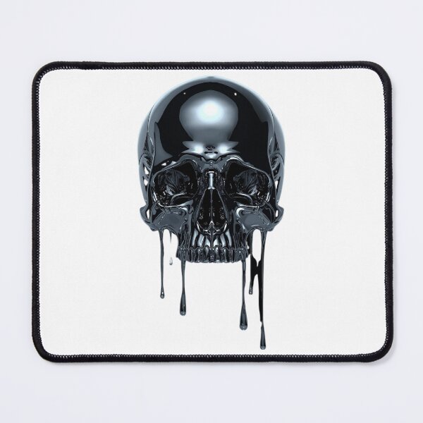 Item preview, Melting Liquid Chrome Skull - Dark Y2K Grunge Aesthetic designed and sold by BMAMED2001.