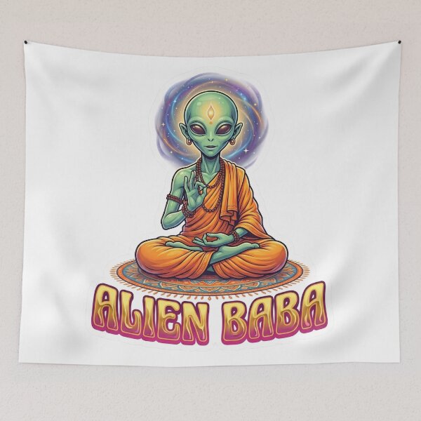 Item preview, Cosmic Guru Alien Baba Meditation Sticker designed and sold by krazzyremo.
