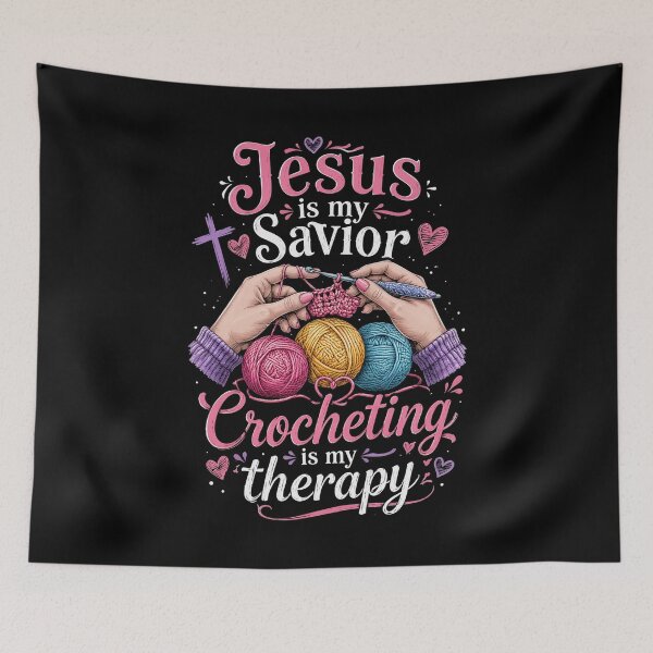 Item preview, Jesus is My Savior, Crocheting is My Therapy Funny Crochet designed and sold by OlakunleOloroz.