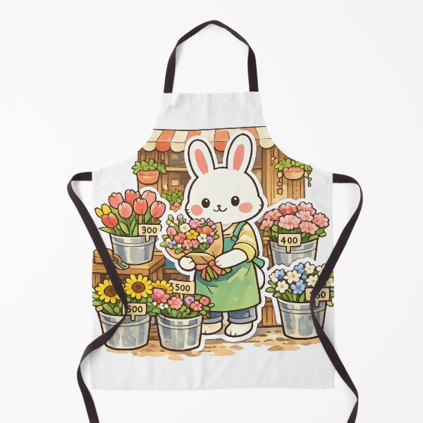 Item preview, Cute Bunny Flower Shop Sticker – Retro Japanese Florist Kawaii Anime Design designed and sold by kawaii animal store (in Japan).