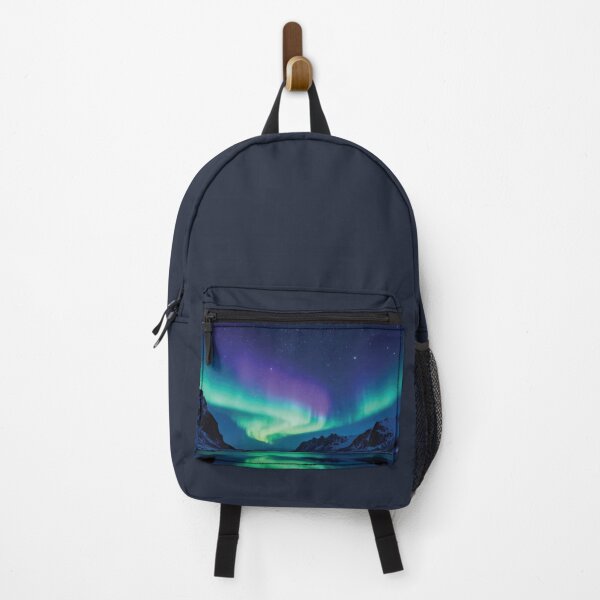 Item preview, Magical Green and Purple Aurora Borealis Reflection Over Snowy Mountains and Starry Night Sky designed and sold by Dezinix.