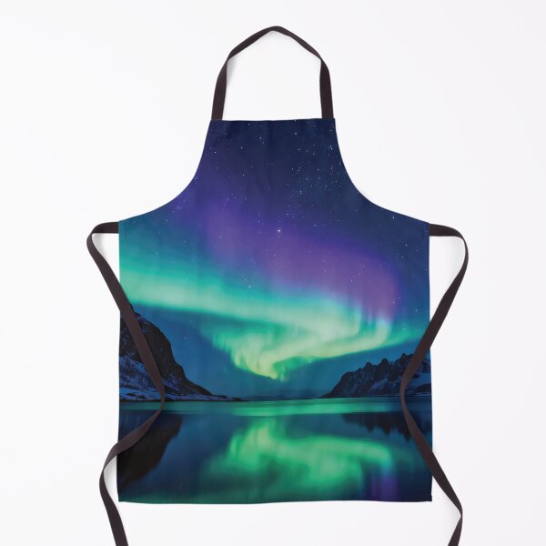Item preview, Magical Green and Purple Aurora Borealis Reflection Over Snowy Mountains and Starry Night Sky designed and sold by Dezinix.