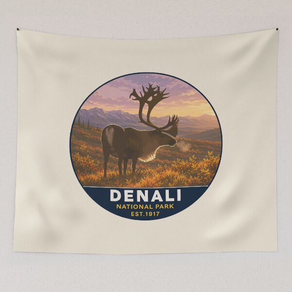 Item preview, Denali National Park Retro Mountain Wilderness designed and sold by Gideon Emmerich.