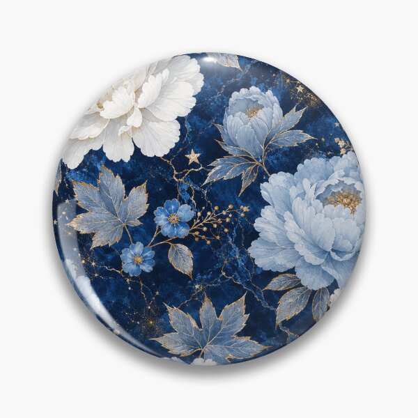 Item preview, Sapphire Blue Floral Pattern | White Peony Botanical Design designed and sold by WitchyBotanicaArt.