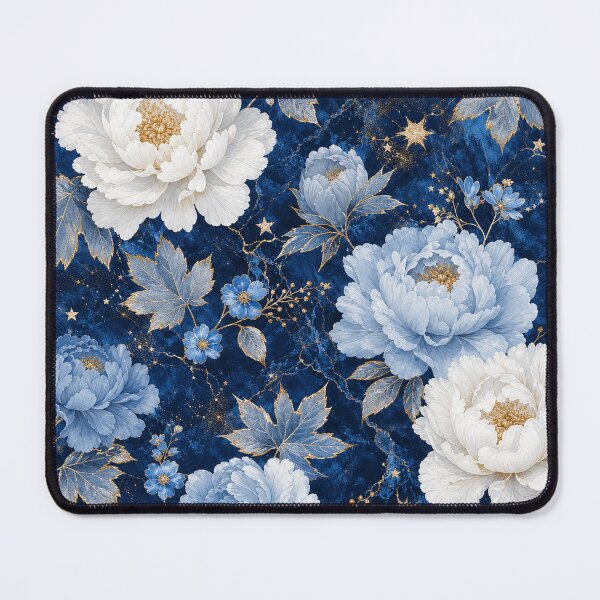 Item preview, Sapphire Blue Floral Pattern | White Peony Botanical Design designed and sold by WitchyBotanicaArt.