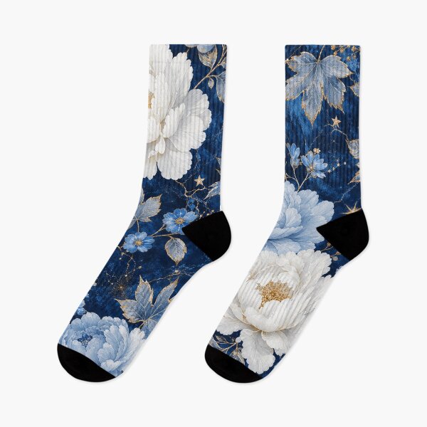 Item preview, Sapphire Blue Floral Pattern | White Peony Botanical Design designed and sold by WitchyBotanicaArt.
