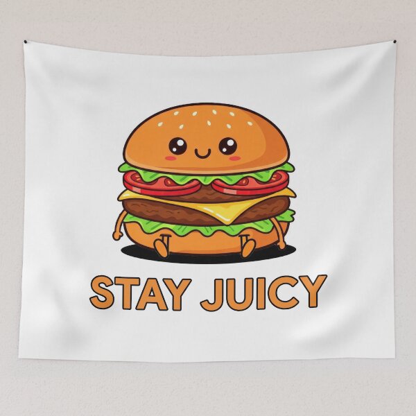 Item preview, Stay Juicy Cute Kawaii Burger Food Pun Graphic designed and sold by DigitalArtx-com.