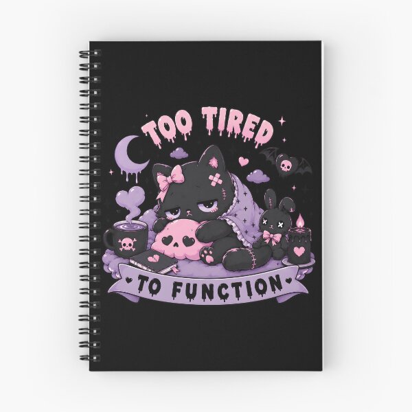 Item preview, Too Tired To Function – Cute Pastel Goth Black Cat | Kawaii Gothic Aesthetic T-Shirt designed and sold by JMP-Designs EU.