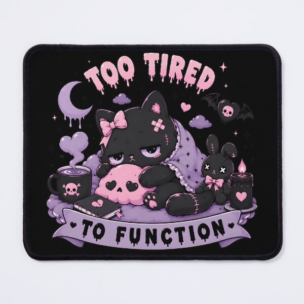 Item preview, Too Tired To Function – Cute Pastel Goth Black Cat | Kawaii Gothic Aesthetic T-Shirt designed and sold by JMP-Designs EU.