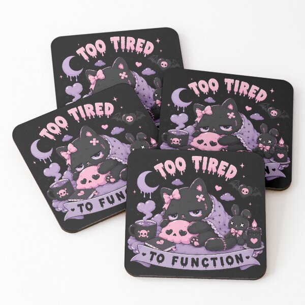 Item preview, Too Tired To Function – Cute Pastel Goth Black Cat | Kawaii Gothic Aesthetic T-Shirt designed and sold by JMP-Designs EU.