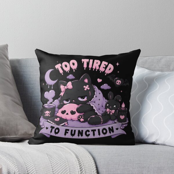 Item preview, Too Tired To Function – Cute Pastel Goth Black Cat | Kawaii Gothic Aesthetic T-Shirt designed and sold by JMP-Designs EU.