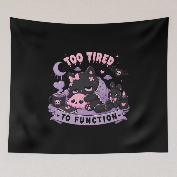 Item preview, Too Tired To Function – Cute Pastel Goth Black Cat | Kawaii Gothic Aesthetic T-Shirt designed and sold by JMP-Designs EU.