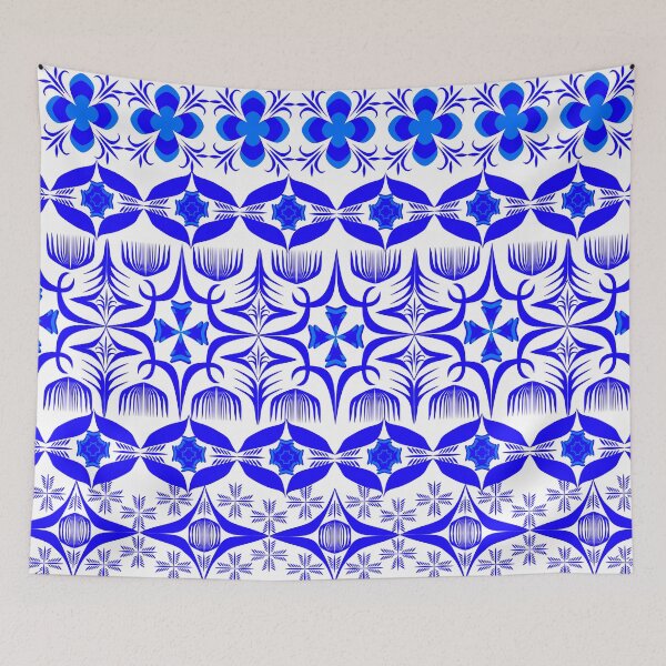 Item preview, Elegant Blue Floral Ornament Seamless Border Pattern for Textile, Wallpaper and Surface Design designed and sold by Ei-Ei.