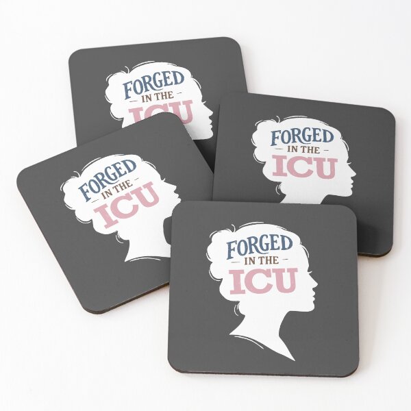 Item preview, Forged in the ICU — ICU Nurse Gift | Critical Care RN Coasters Nurse Appreciation Healthcare Worker designed and sold by KiwyStudio.