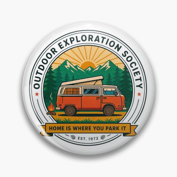 Item preview, Outdoor Exploration Society Camper Van Adventure Badge designed and sold by Gabe1983.