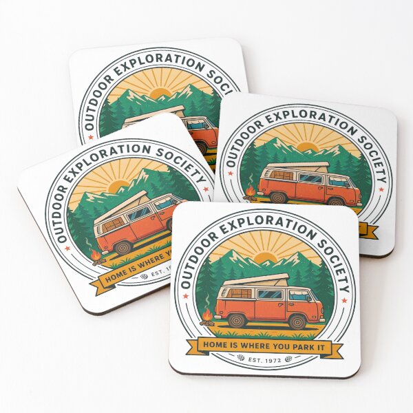 Item preview, Outdoor Exploration Society Camper Van Adventure Badge designed and sold by GabeMountainArt.