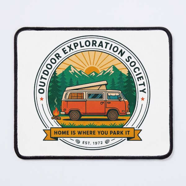Item preview, Outdoor Exploration Society Camper Van Adventure Badge designed and sold by GabeMountainArt.