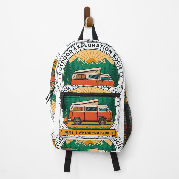 Item preview, Outdoor Exploration Society Camper Van Adventure Badge designed and sold by GabeMountainArt.
