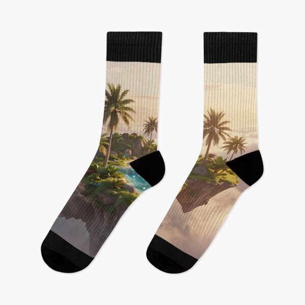 Item preview, Floating Oasis – Palm Trees and Glowing Waters Fantasy Art designed and sold by LittleBigGifts.