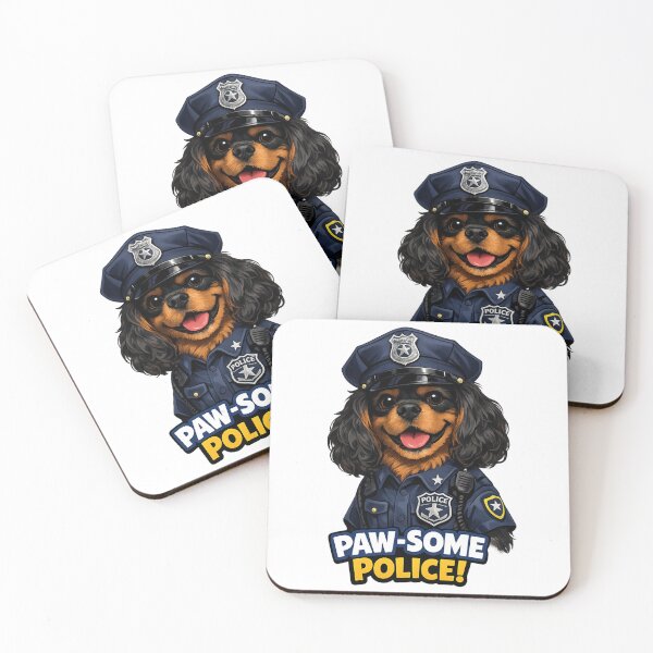 Item preview, Paw-Some Police! Black and Tan Cavalier designed and sold by SpottyRainbow.